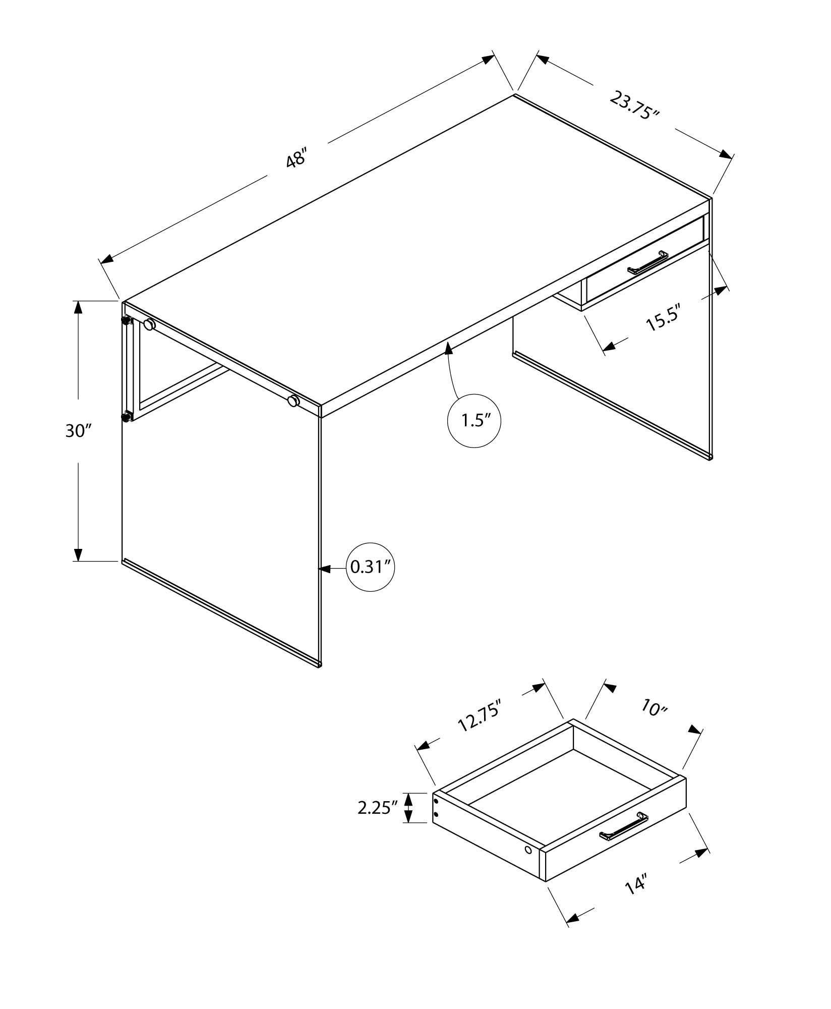 Contemporary Design Computer Desk For Home Office, Storage Drawers 8th Street