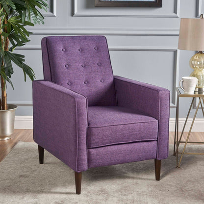 Mid-Century Modern Recliner With Button Tufted Waffle Stitch Noble House