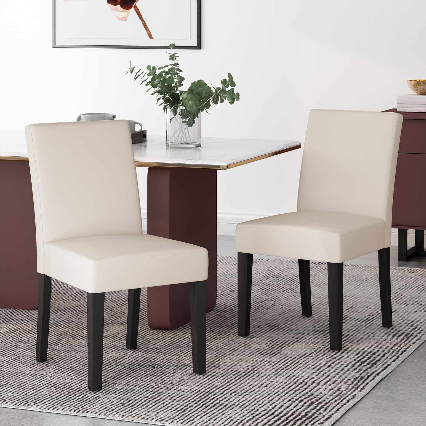 Contemporary Dining Chair With Upholstered Seating And Tapered Legs Noble House