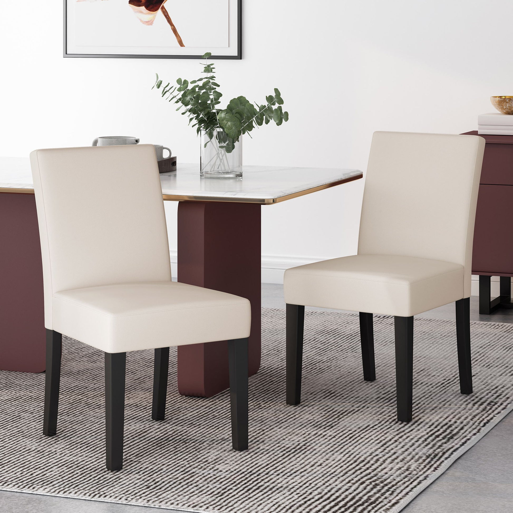 Contemporary Dining Chair With Upholstered Seating And Tapered Legs Noble House