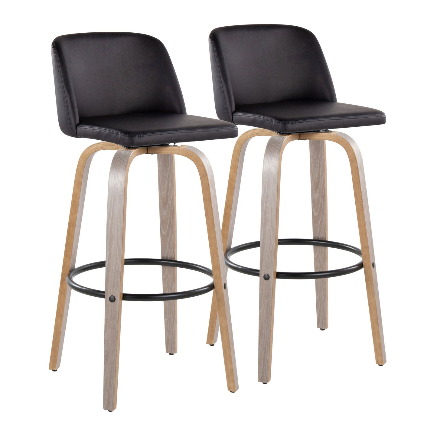 Toriano - Fixed Height Contemporary Barstool With Swivel With Round Footrest (Set of 2) Lumi Source