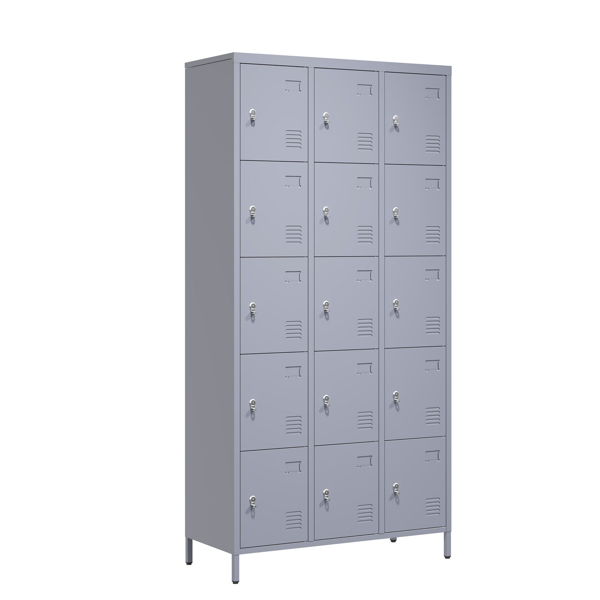 15 Door Lockers With Lock For Storage In Home, Gym, Office, And School - Gray Home Essentials