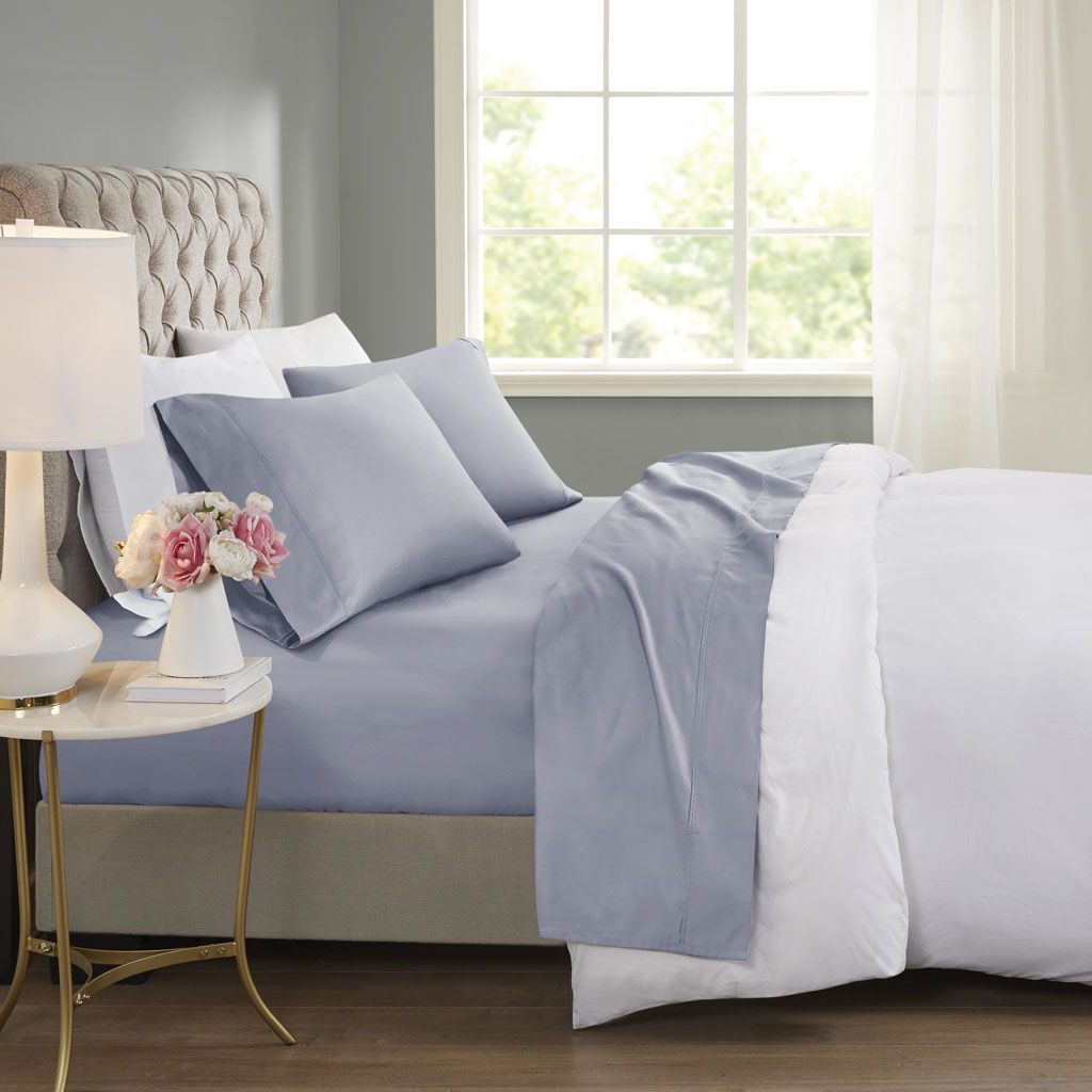 600 Thread Count - Cooling Cotton Blend 4 Piece Full Sheet Set - Blue