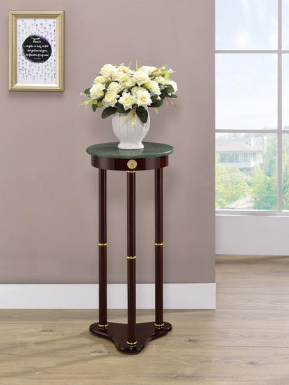 Edite - Round Marble Top Accent Side Table - Merlot CoasterEveryday