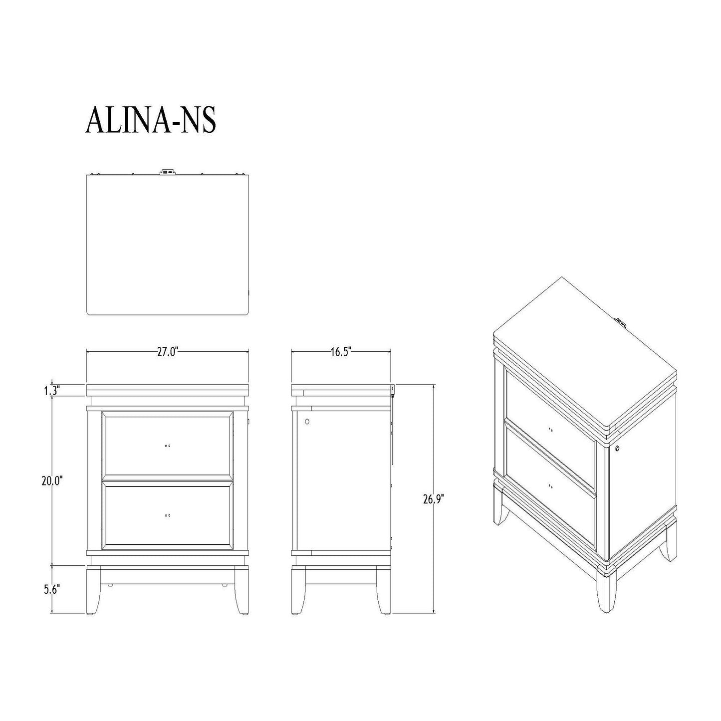 Adalid - Nightstand With Glittered Drawer Front And LED Lighting - White Global Furniture USA