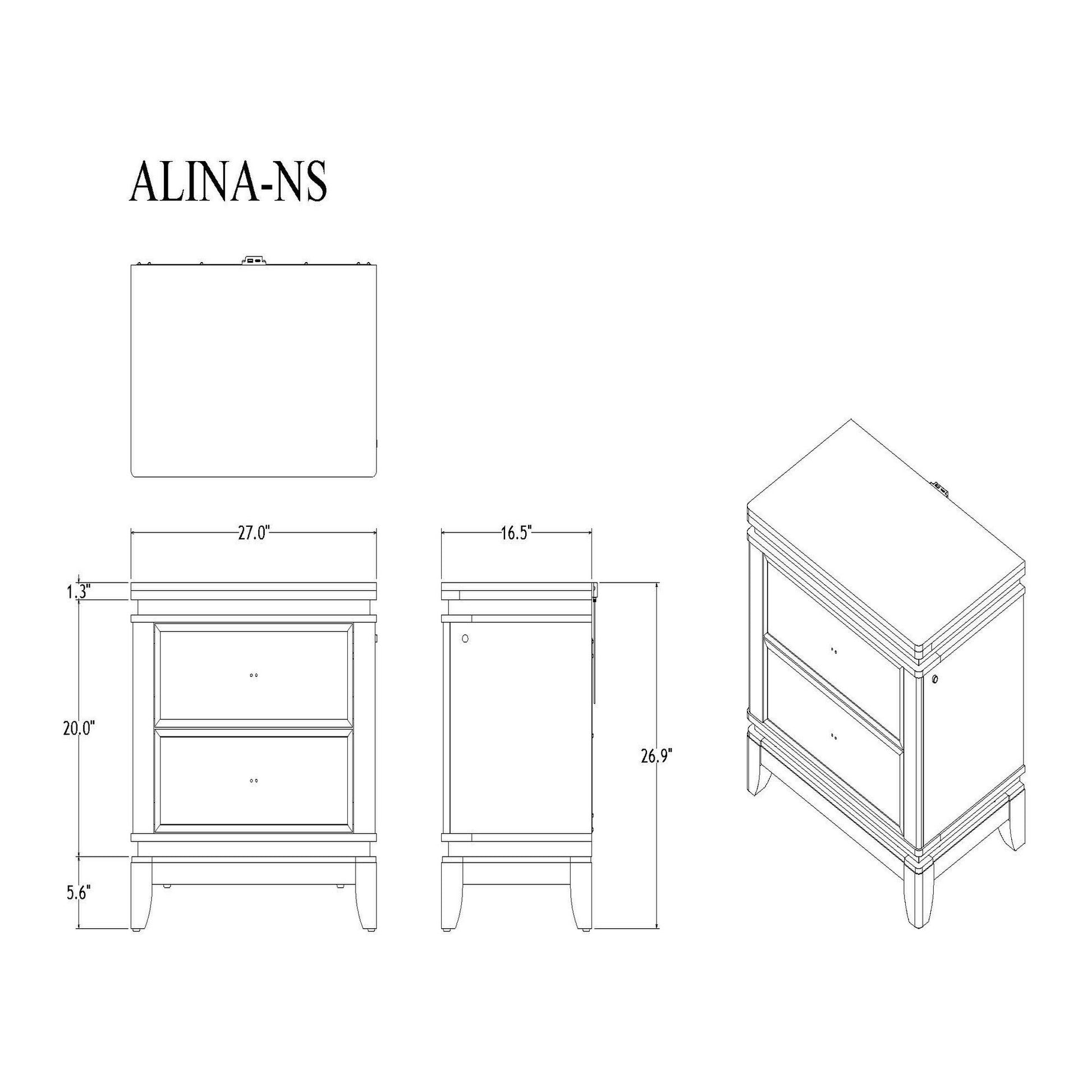 Adalid - Nightstand With Glittered Drawer Front And LED Lighting - White Global Furniture USA