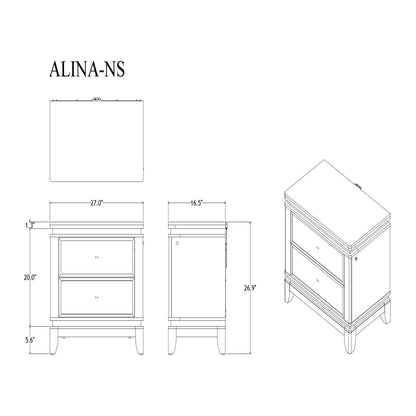 Adalid - Nightstand With Glittered Drawer Front And LED Lighting - White Global Furniture USA