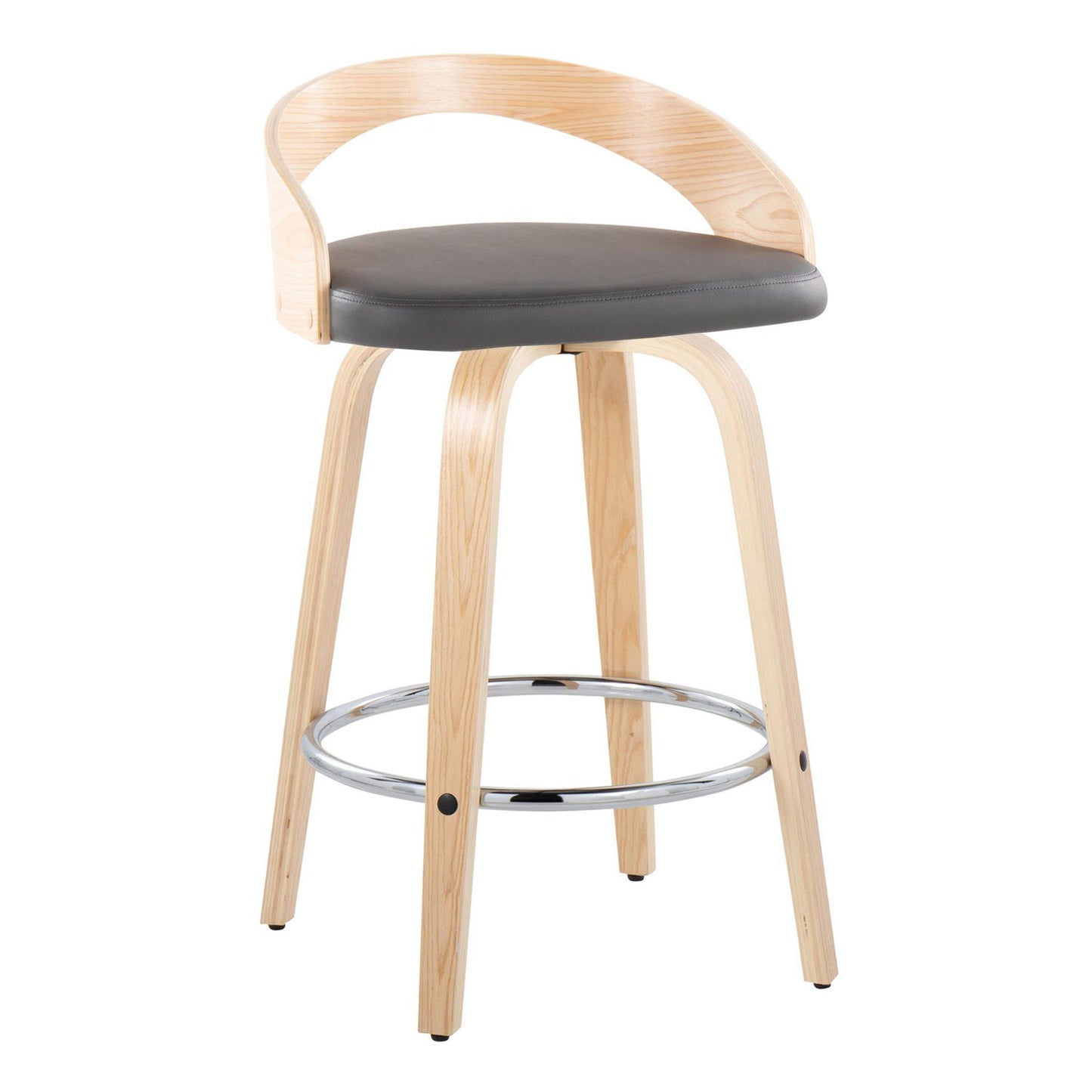 Grotto - Contemporary Fixed Height Counter Stool With Swivel With Round Footrest (Set of 2) Lumi Source