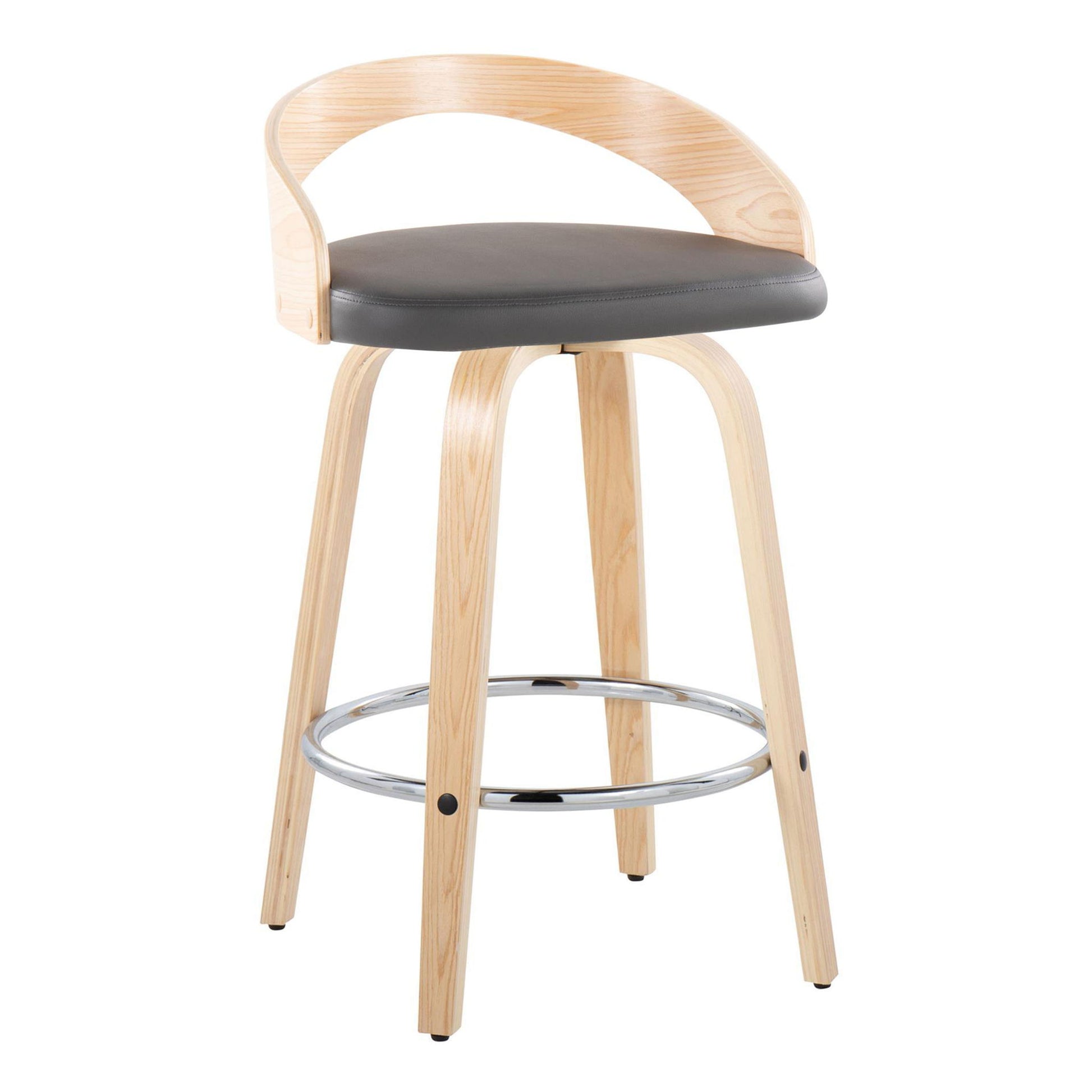 Grotto - Contemporary Fixed Height Counter Stool With Swivel With Round Footrest (Set of 2) Lumi Source
