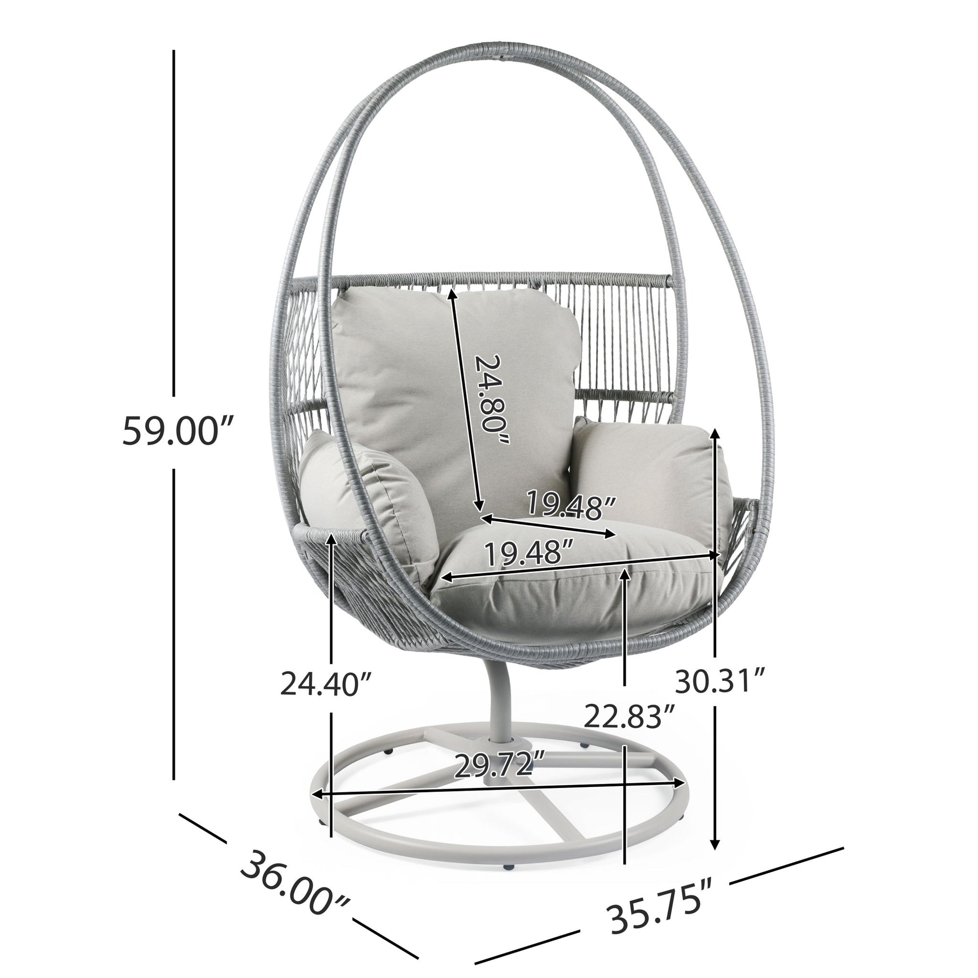 Reno - Outdoor Wicker Swivel Lounge Chair - Light Gray Noble House