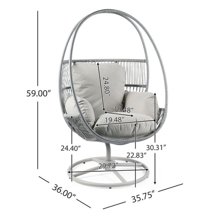 Reno - Outdoor Wicker Swivel Lounge Chair - Light Gray Noble House
