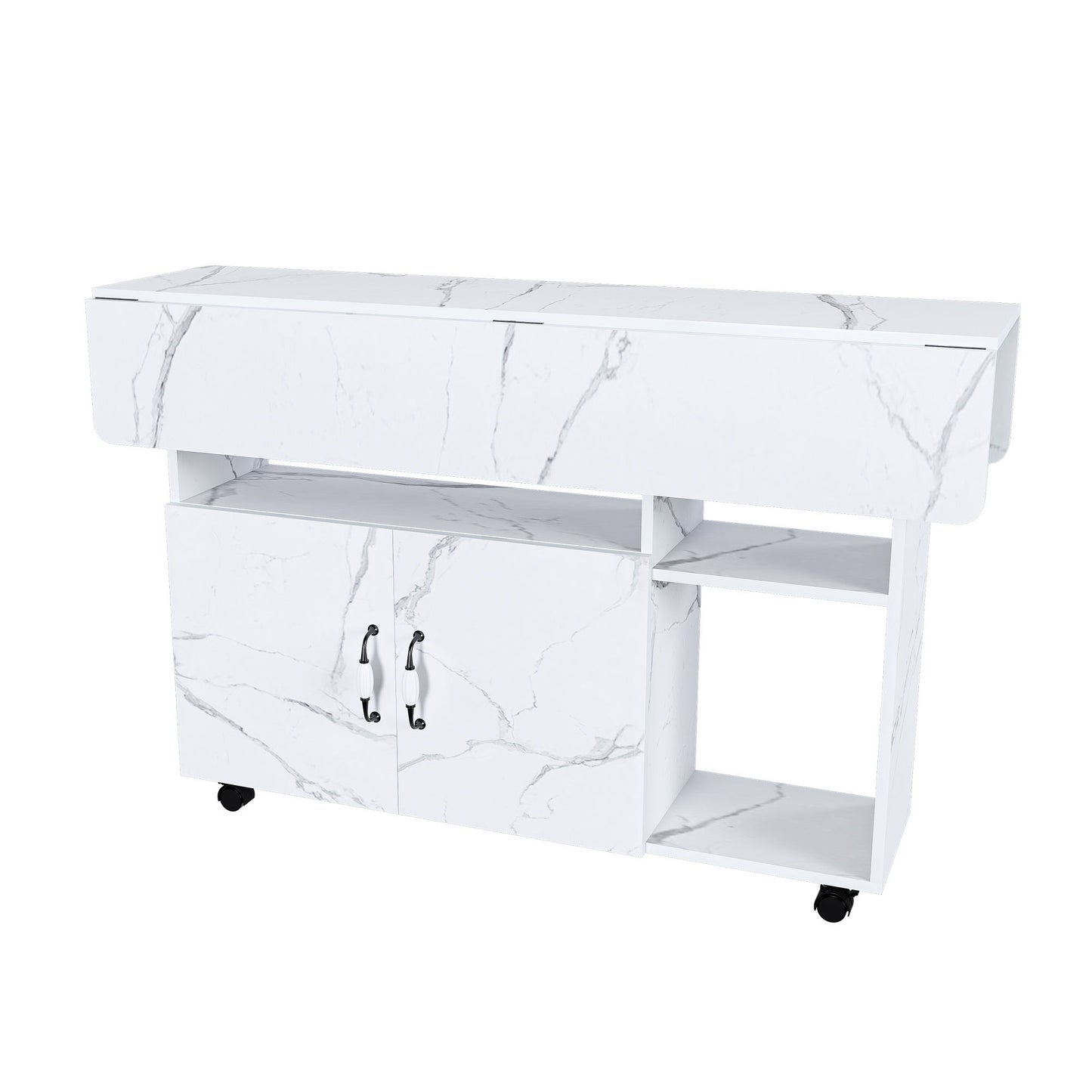 Multi Functional Folding Table With Storage Shelves And Wheels Home Essentials