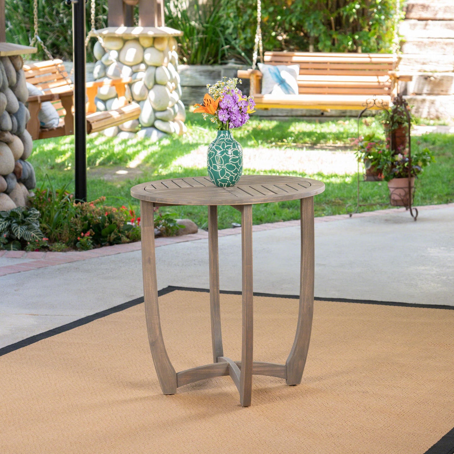 Hermosa - Rustic Circular Bistro Table - Gray Noble House