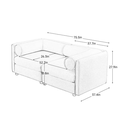 Stylish Chenille Sofa With Storage Seat And Cylindrical Backrest Home Essentials