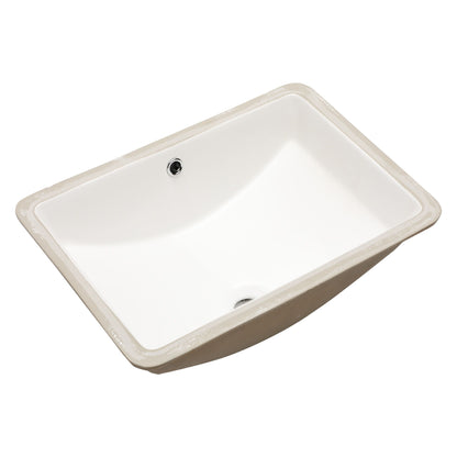 European Style White Ceramic Rectangular Undermount Bathroom Sink With Overflow Daily Nest