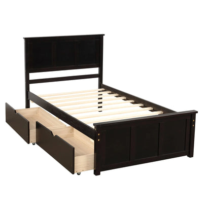 Platform Storage Bed With 2 Wheel Base Drawers Hearth and Haven