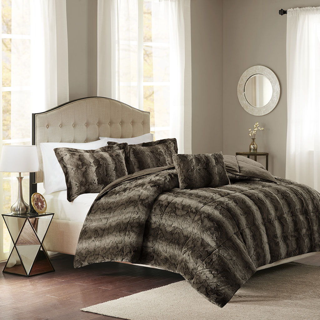 Zuri - King Comforter (Set of 4) - Brown Madison Park