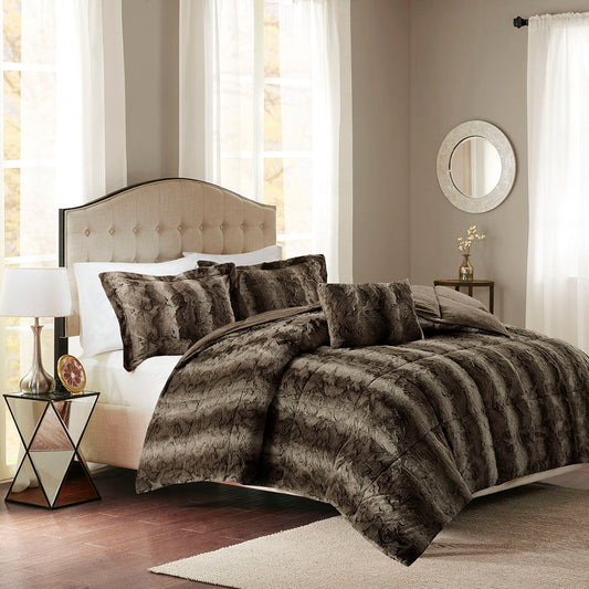 Zuri - King Comforter (Set of 4) - Brown Madison Park