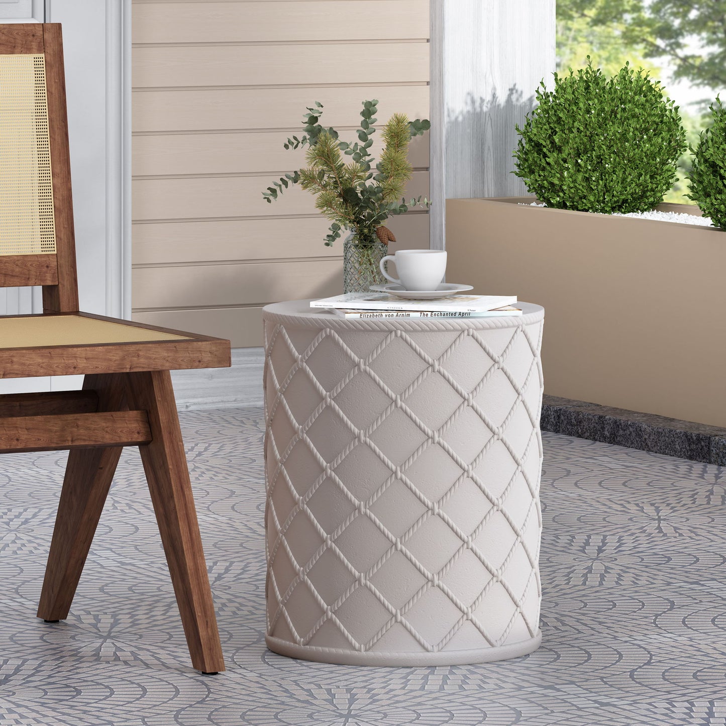 End Table, Outdoor - Antique White Noble House