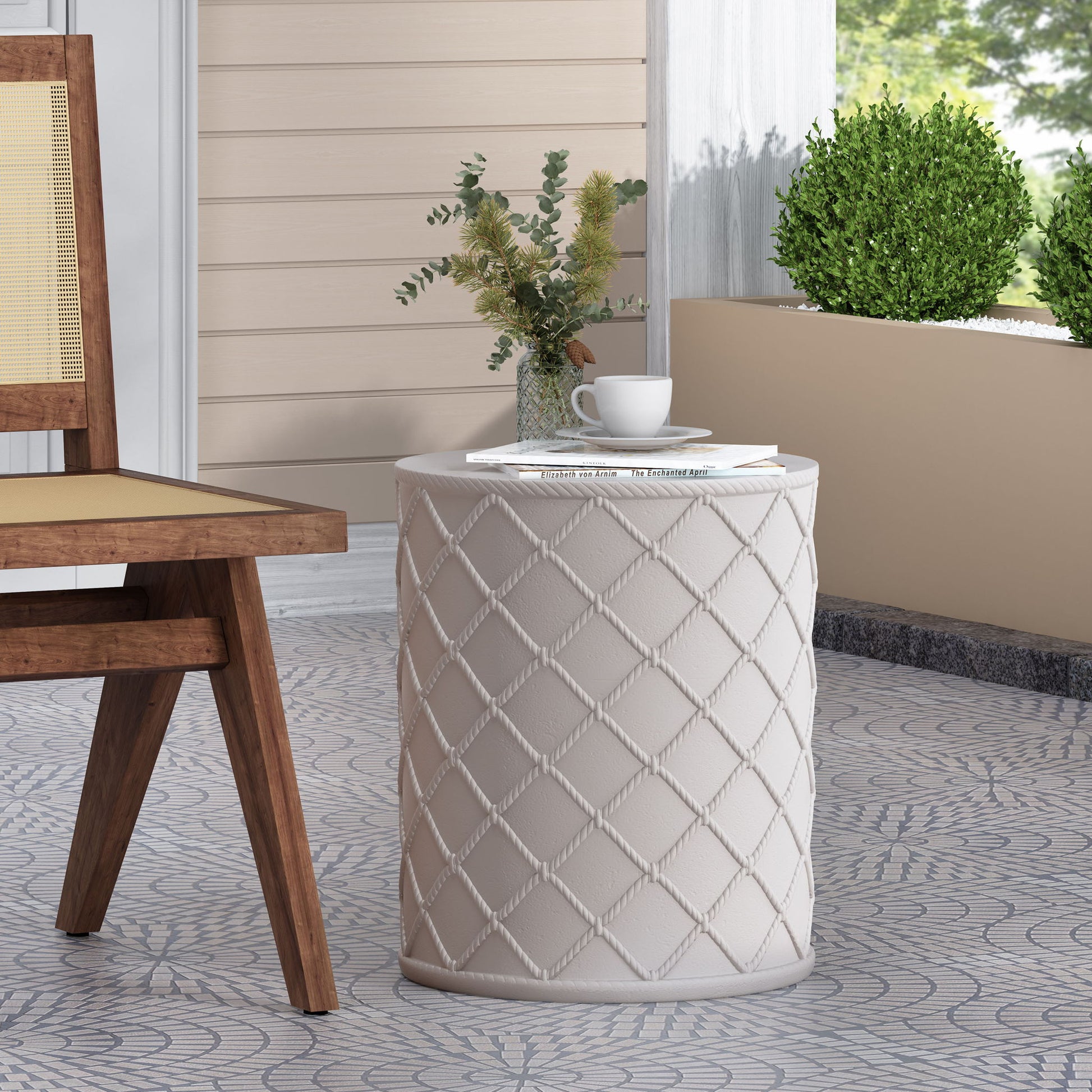 End Table, Outdoor - Antique White Noble House