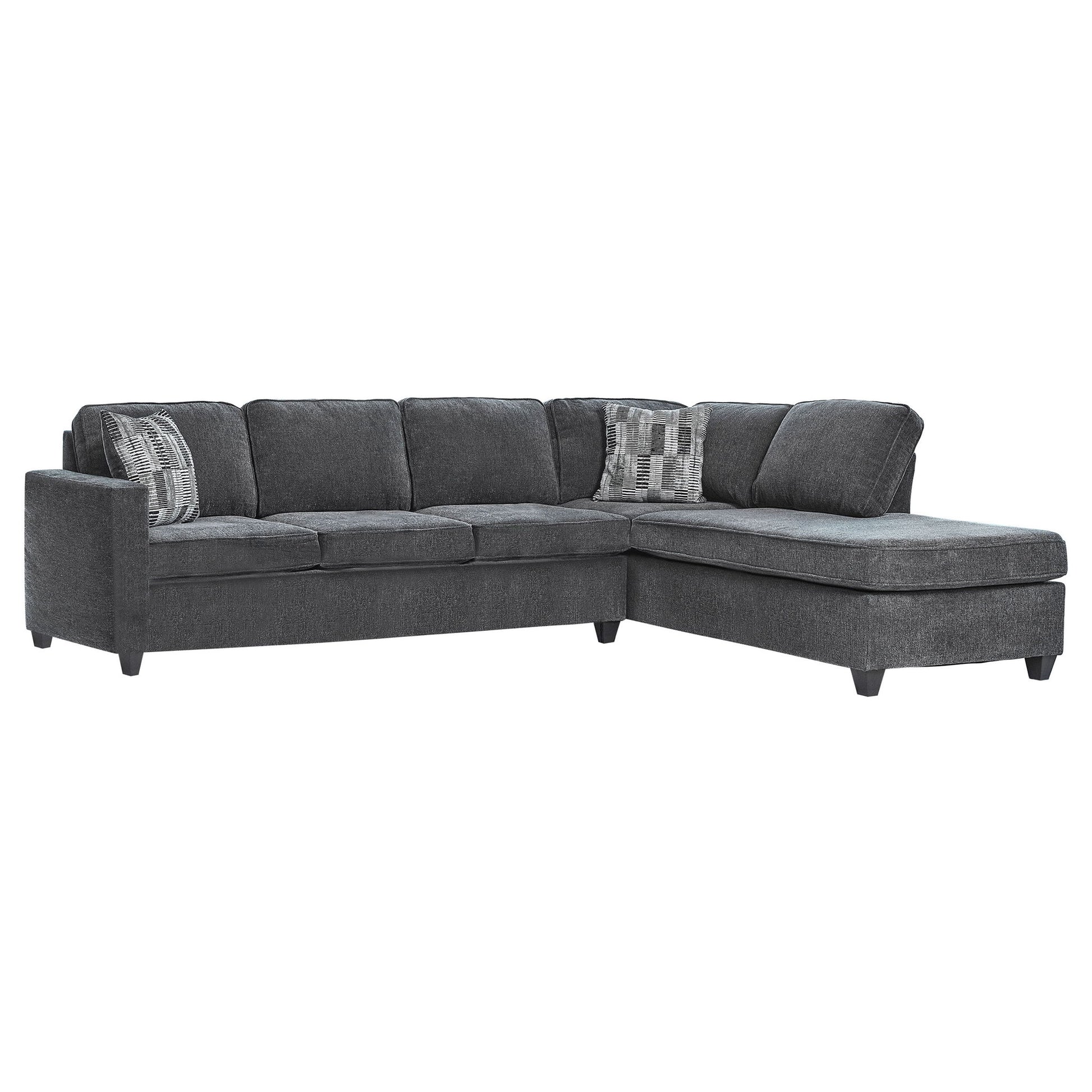 Johnston - Cushion Back Sectional With Pillows Elegant Upholstered Seating - Dark Gray Furniture Max