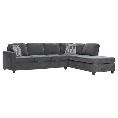 Johnston - Cushion Back Sectional With Pillows Elegant Upholstered Seating - Dark Gray Furniture Max