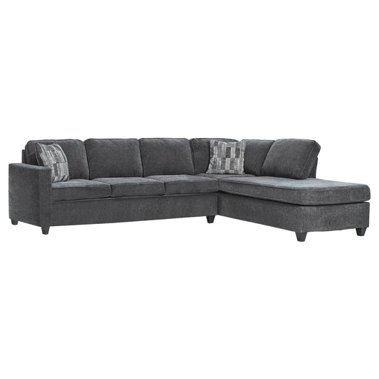 Johnston - Cushion Back Sectional With Pillows Elegant Upholstered Seating - Dark Gray Furniture Max
