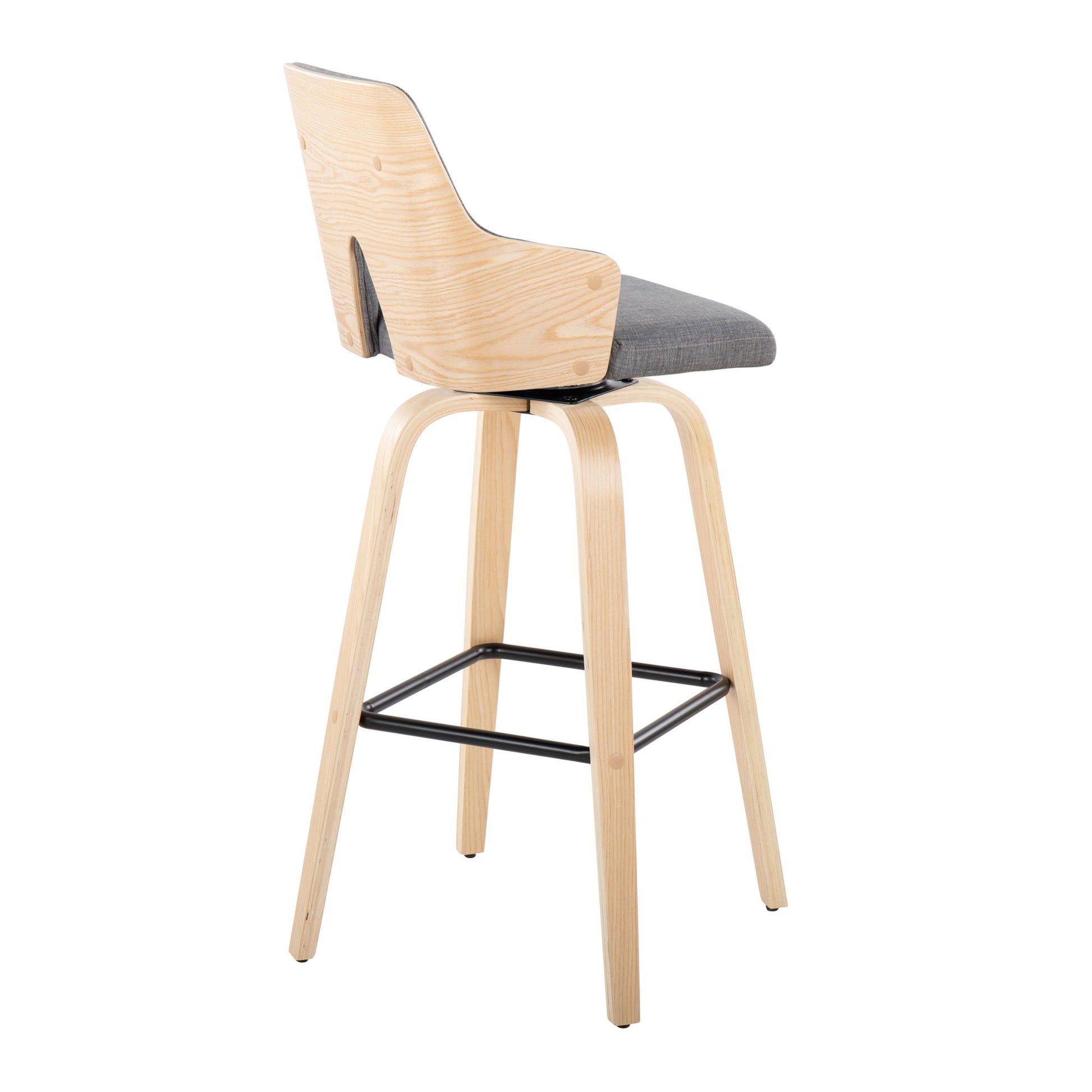 Stella - Contemporary Fixed Height Barstool With Swivel Square Footrest (Set of 2) Lumi Source