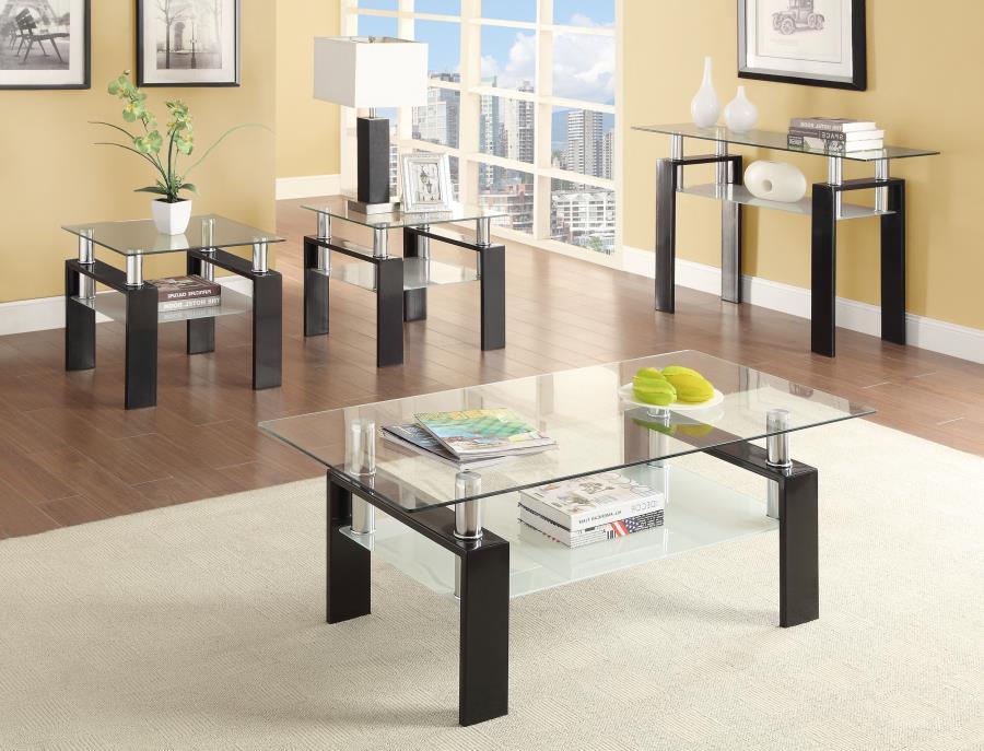 Dyer - 1-Shelf Rectangular Glass Top Table CoasterEveryday