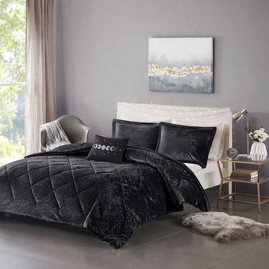 Felicia - King Comforter Set - Black