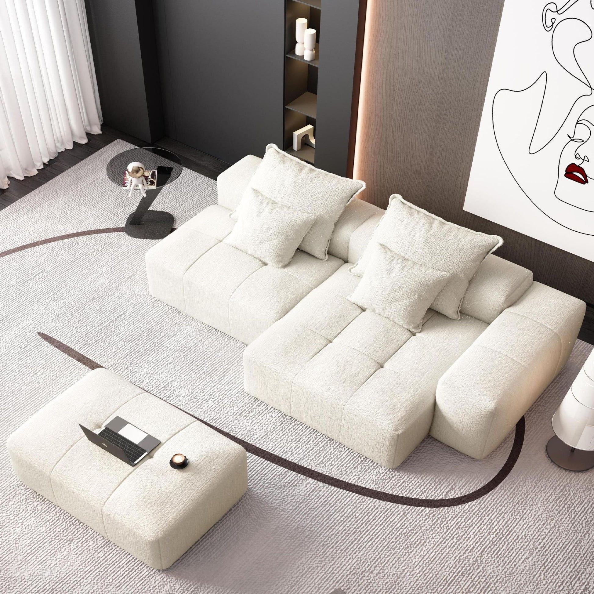 Modern Oversized Diy Combination Modular Sectional Sofa With Pillows Home Essentials