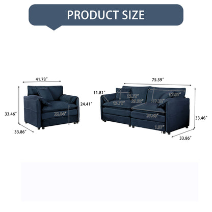 Modern Upholstered Loveseat And Armchair Set With Pillows Home Essentials