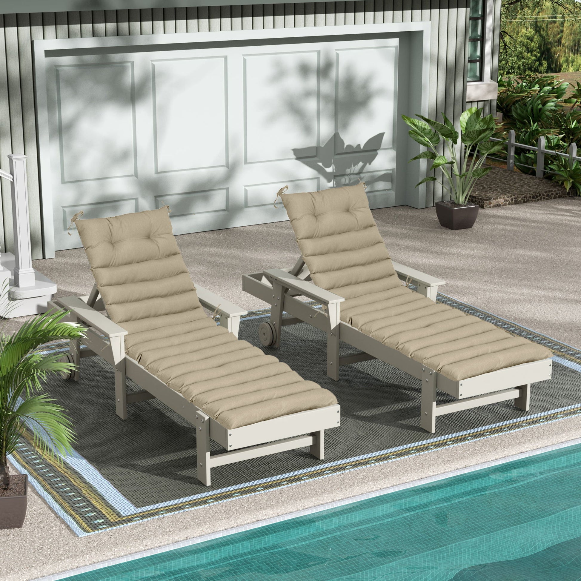 2 Piece Outdoor Chaise Lounge Chair Cushion Set Home Essentials