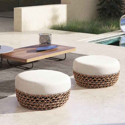 Willow - Round Upholstered Patio Ottoman Jennifer Taylor Home
