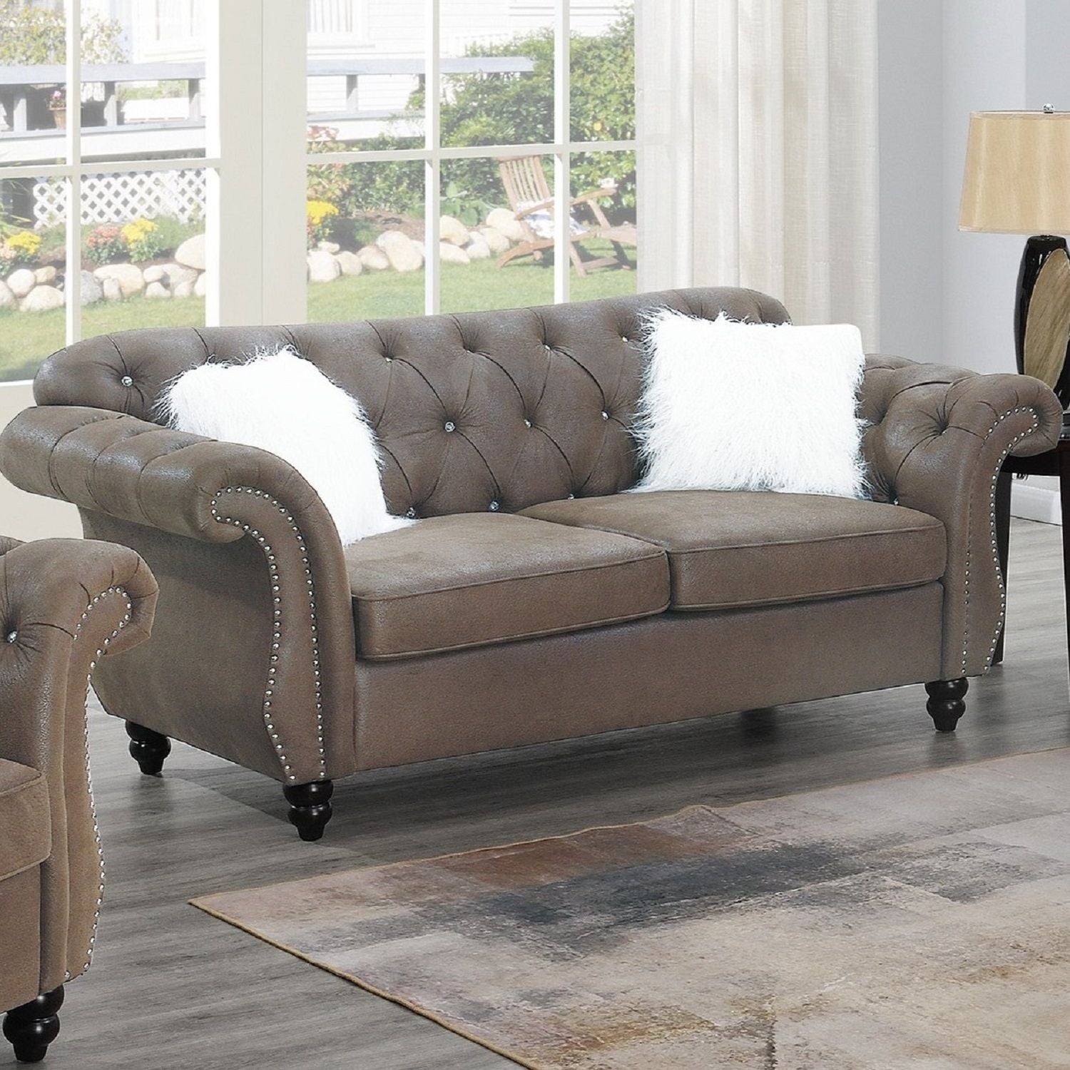 Loveseat With Pillows Living Room Furnitur Home Essentials