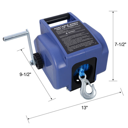 Reversible 12V Electric Trailer Winch For Boats Up To 6000 Lbs With Synthetic Rope And Extra Pulley Hook - Blue Daily Nest