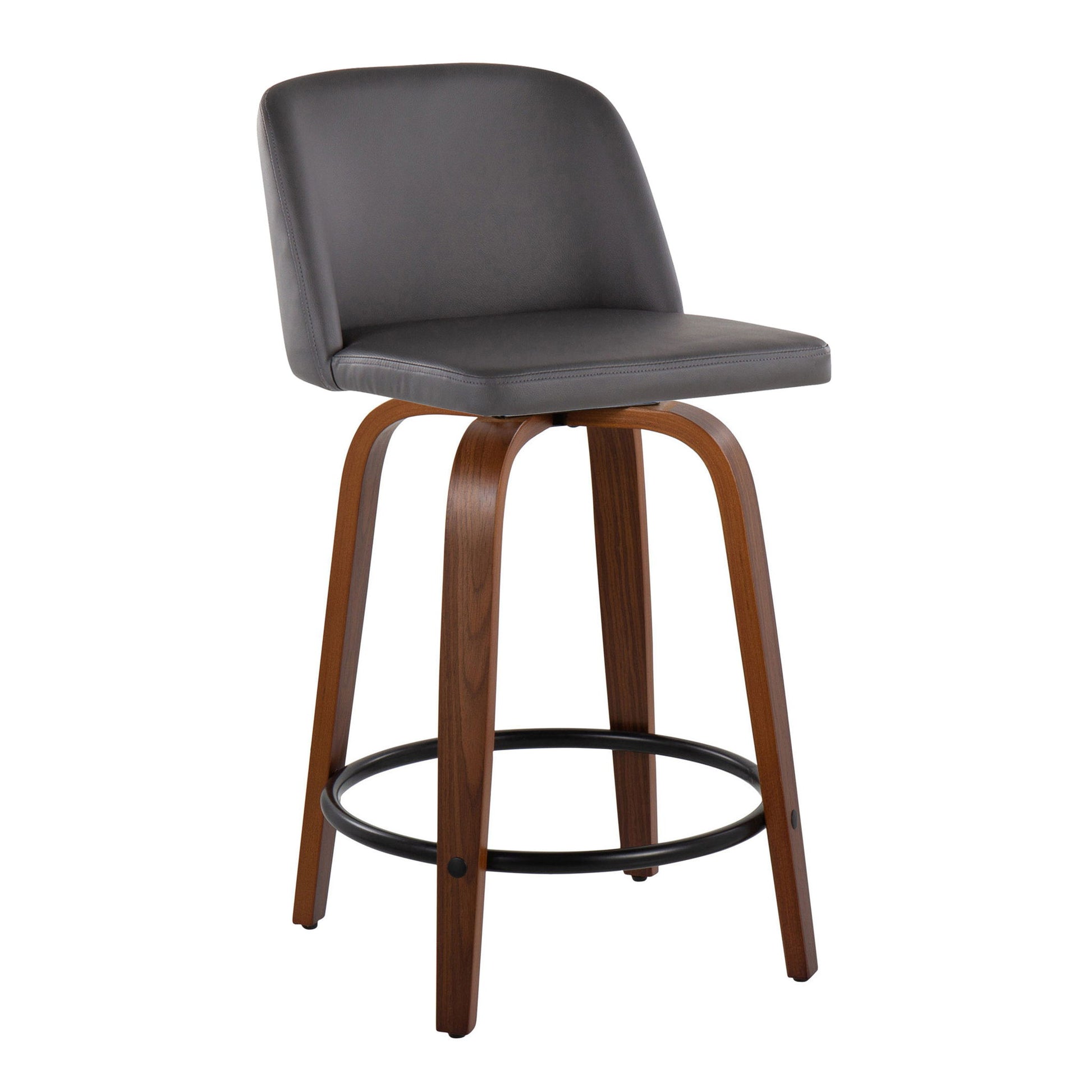 Toriano - Mid Century Modern, Fixed Height Counter Stool & Swivel And Round Footrest (Set of 2) Lumi Source