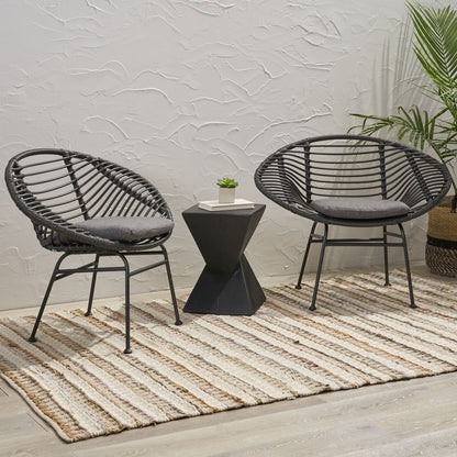 Cordella - Outdoor Woven Wicker Chairs With Cushions, (Set of 2) Noble House