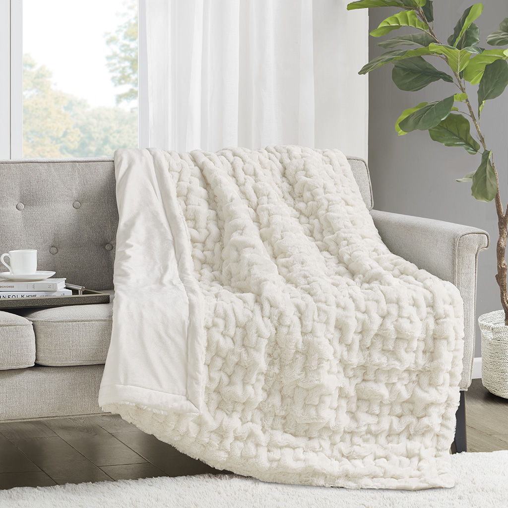 Ruched Throw - Ivory Madison Park