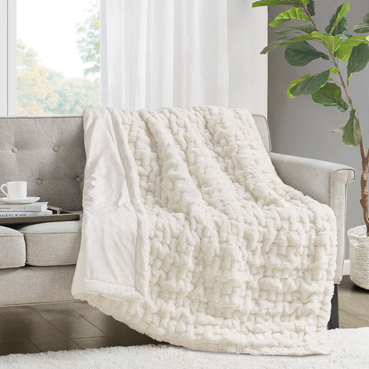 Ruched Throw - Ivory Madison Park