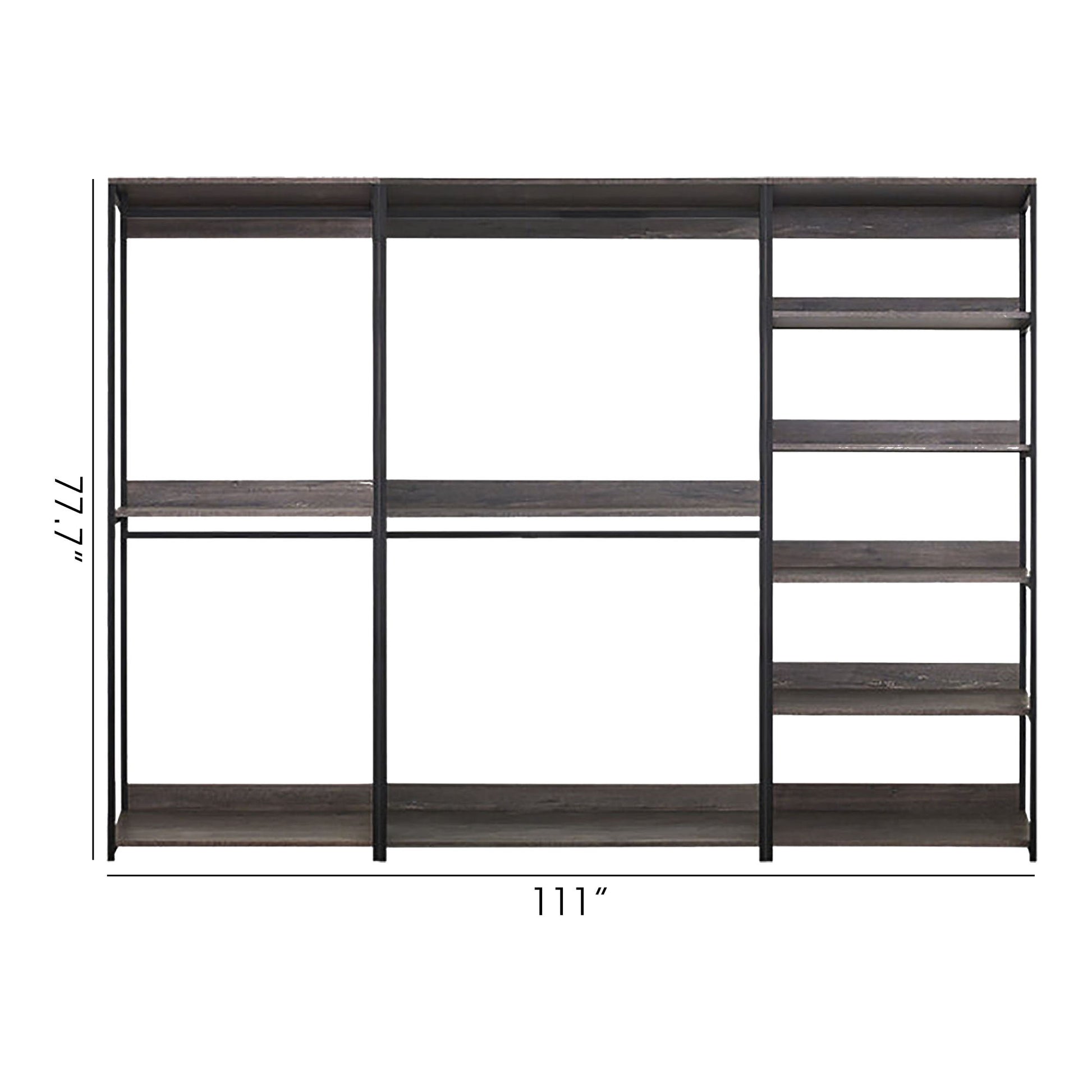 Monica - Wood Walk In Closet System With Spacious Drawer In Wood And Metal Frame - Gray Home Essentials
