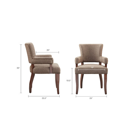 Elegant Arm Dining Chair With Brass Nail Head Detailing JLA