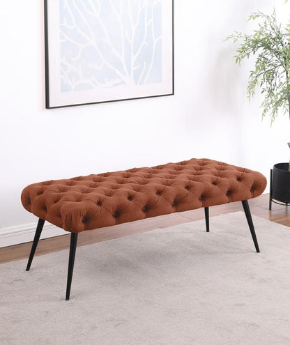 Ella - Upholstered Tufted Bench Metal Legs Coaster Fine Furniture