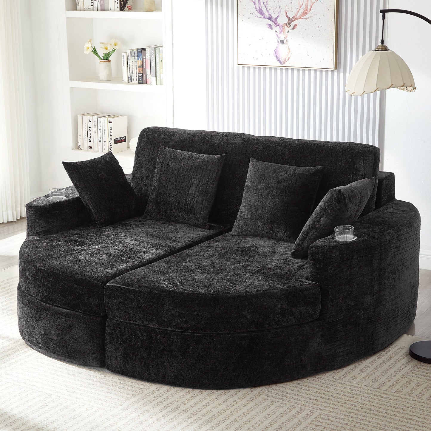 Boneless Design Upholstered Sofa Bed With Cup Holders Hearth and Haven