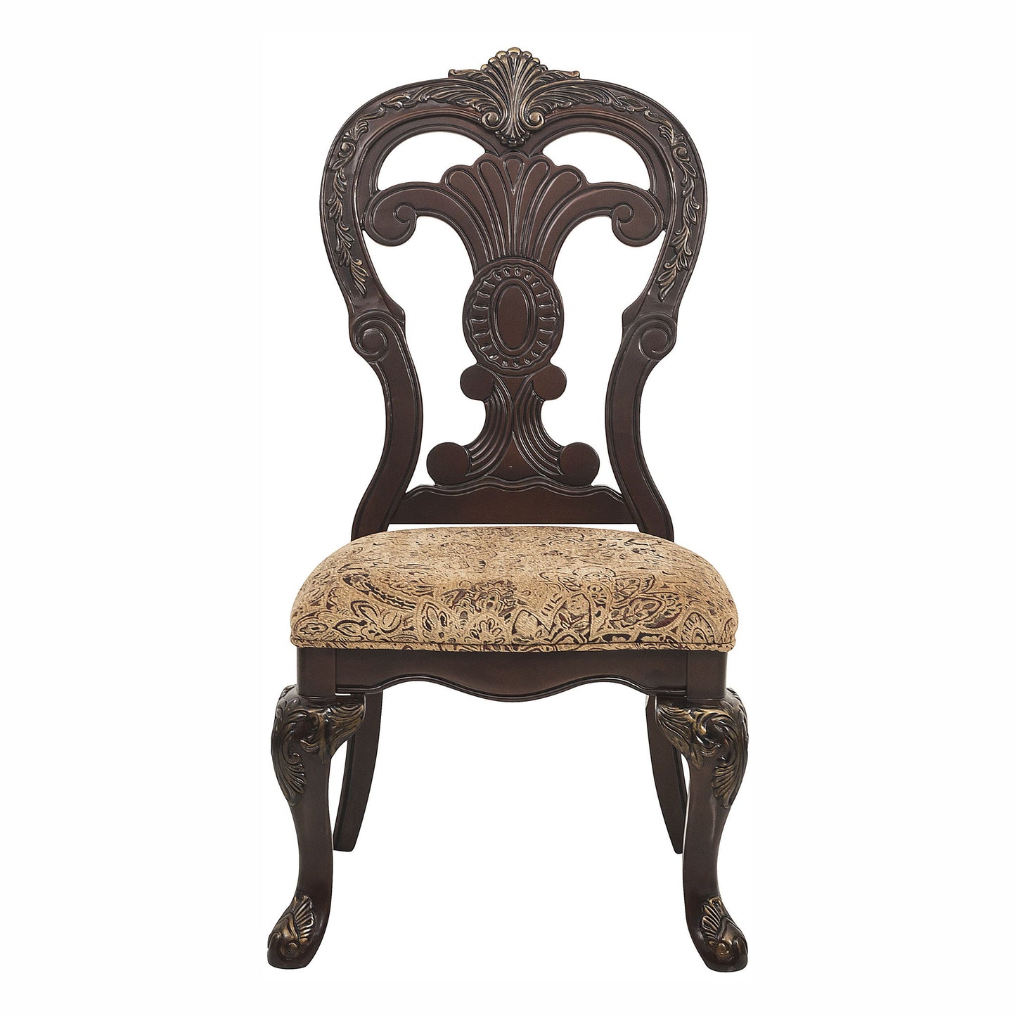 Elegant Style Beautiful Side Chairs 2 Piece Set Cherry With Tipping Fabric Upholstered Traditional Dining Furniture - Cherry Home Essentials