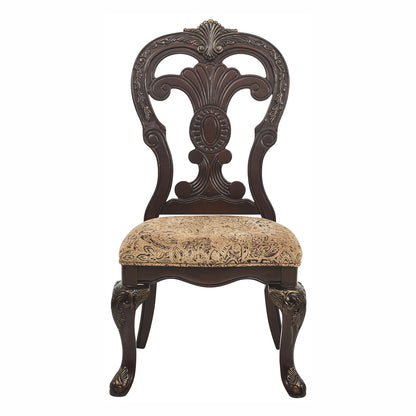 Elegant Style Beautiful Side Chairs 2 Piece Set Cherry With Tipping Fabric Upholstered Traditional Dining Furniture - Cherry Home Essentials