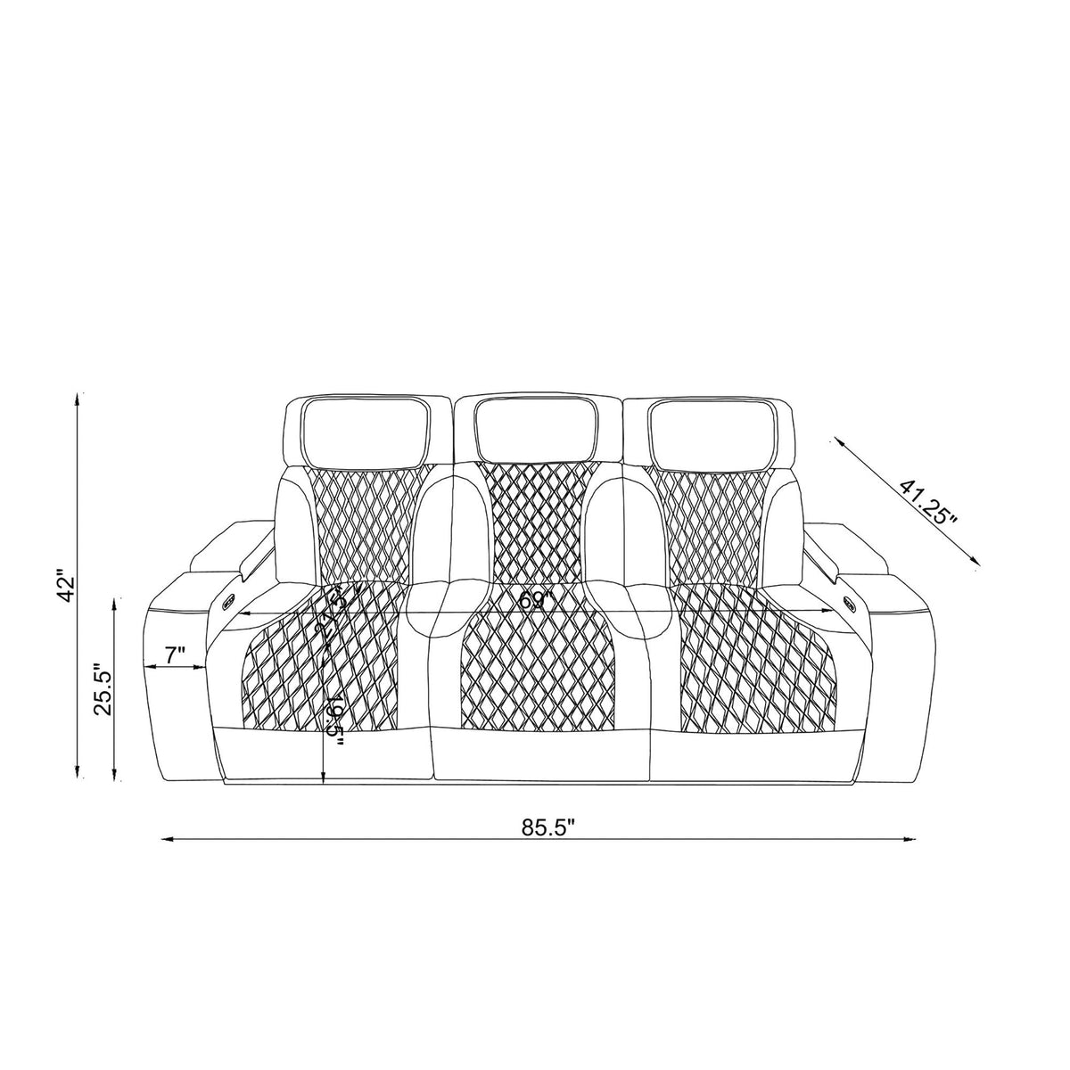 Julian - Power Reclining Sofa With Footrest And LED Lighting - Silver Global Furniture USA