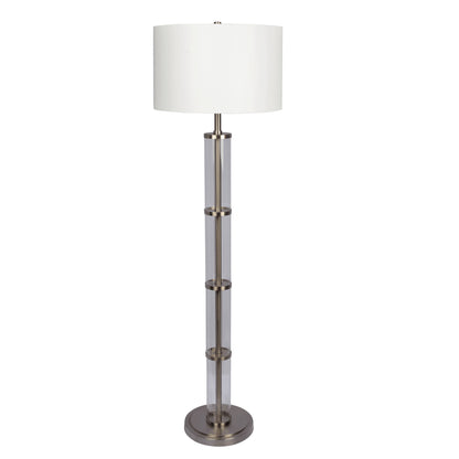 Nimbus - Floor Lamp With 3Way Rotary Switch Clear Body Base - Silver Gray / White Ashcroft Furniture