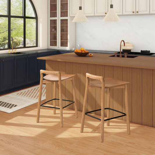 Sven - Modern Minimalist Low Back Counter Stool - Natural Blonde Ash Jennifer Taylor Home