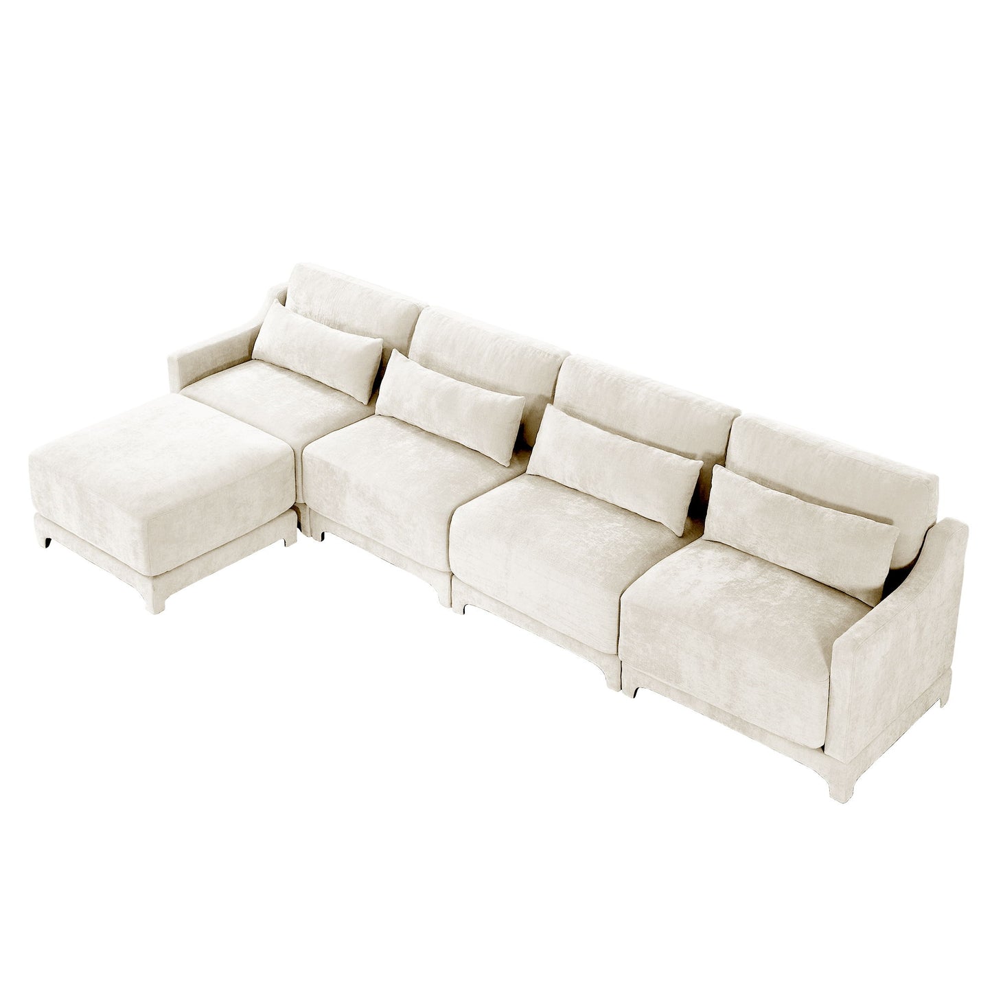 Stylish Sofa With Ottoman And Lumbar Pillows, Ergonomic Design Home Essentials